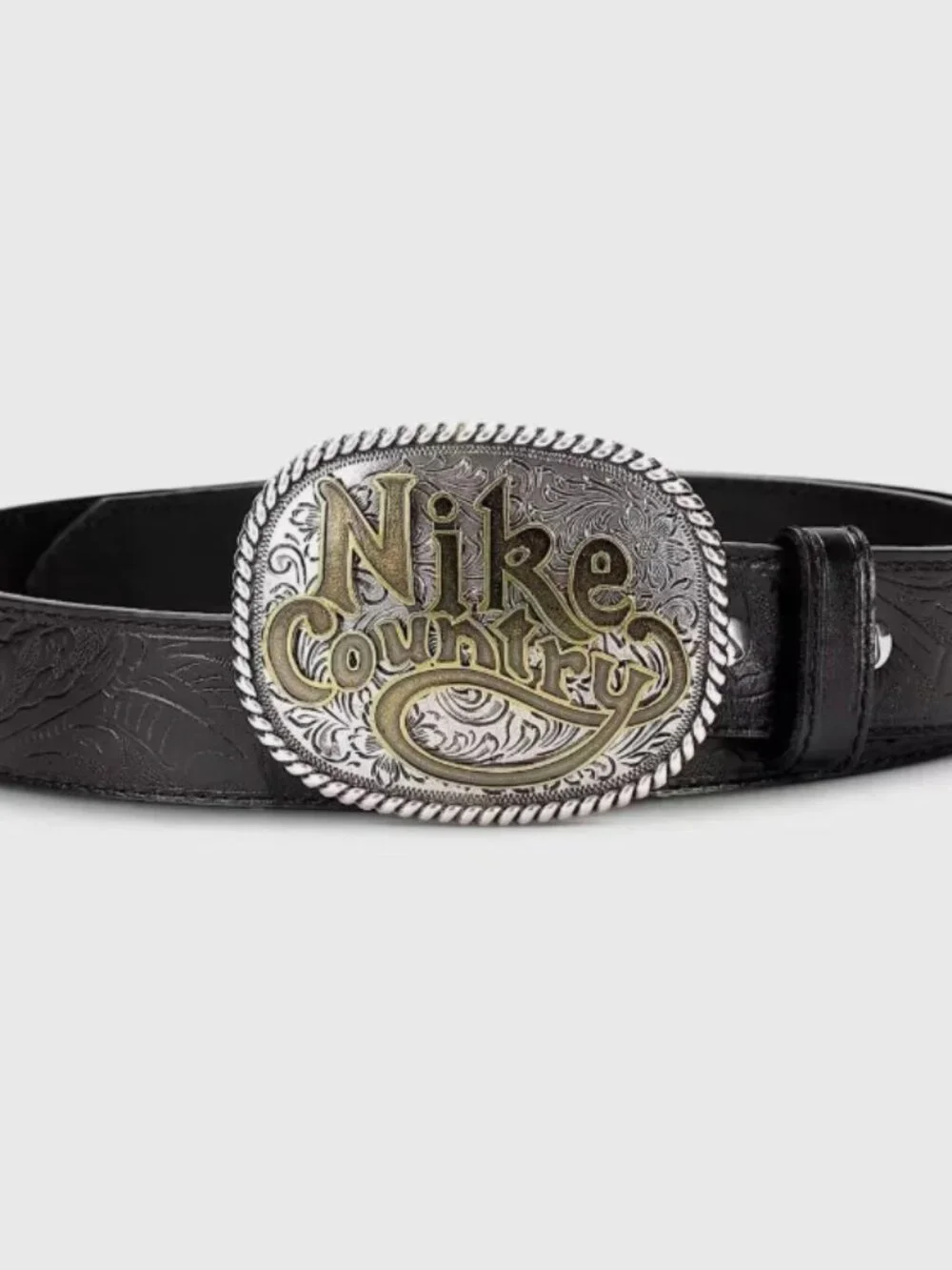 Nike Country Belt Men’s Med M 34-36 Special Edition Plaque Buckle Leather Belt